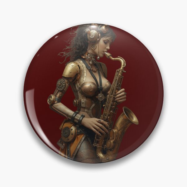 Item preview, Feel the Wave – Steampunk Saxophone Lady T-Shirt, Version withou title  or typography designed and sold by VerneCollection.