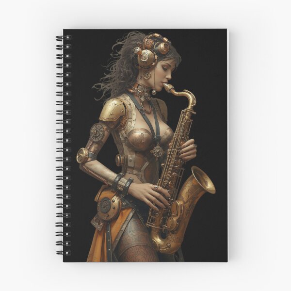 Item preview, Feel the Wave – Steampunk Saxophone Lady T-Shirt, Version withou title  or typography designed and sold by VerneCollection.