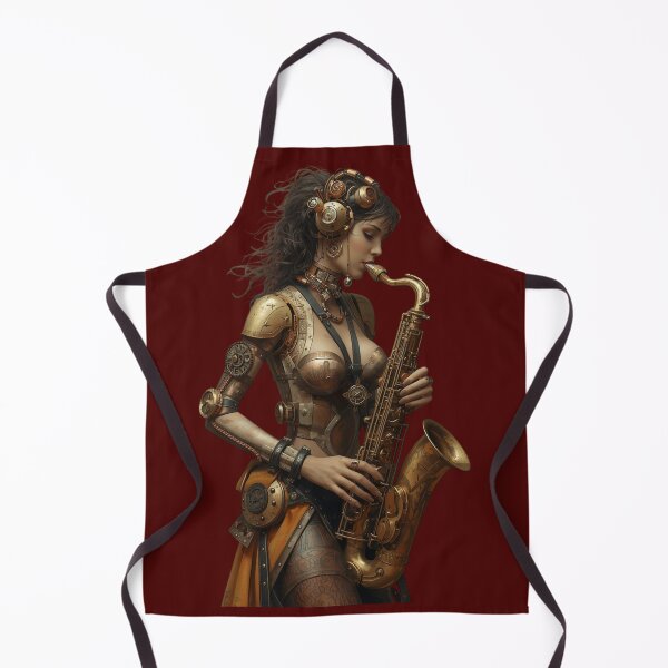 Item preview, Feel the Wave – Steampunk Saxophone Lady T-Shirt, Version withou title or typography designed and sold by VerneCollection.