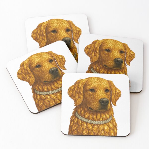 Item preview, Gemstone Golden Retriever Portrait with Diamond Collar designed and sold by DigitalGemArt.