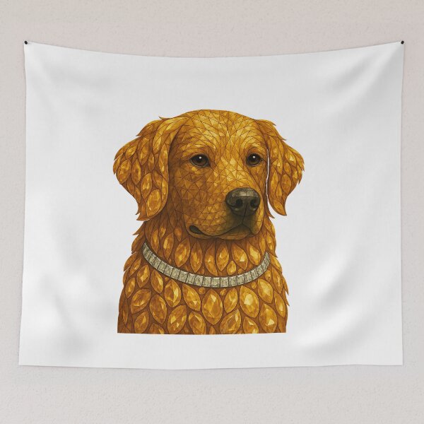 Item preview, Gemstone Golden Retriever Portrait with Diamond Collar designed and sold by DigitalGemArt.