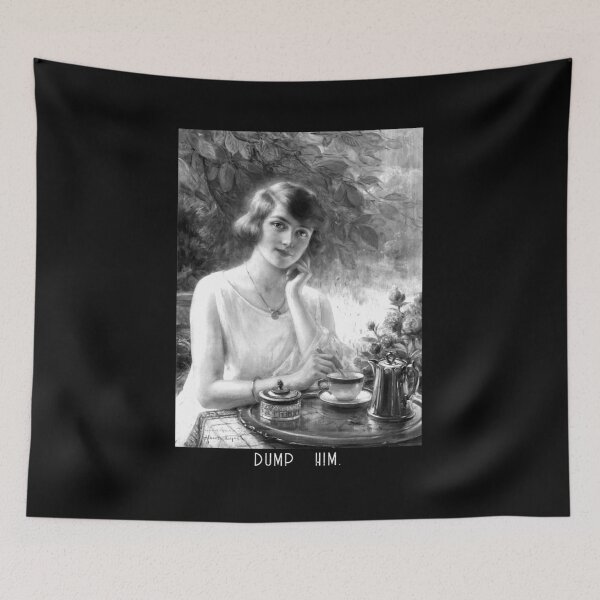 Item preview, Leave him (woman with a cup of tea - black and white) designed and sold by Lisandre.illu.
