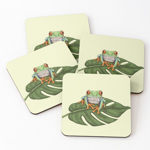 Item preview, Red Eyed Tree Frog on Tropical Leaf designed and sold by BirdsnStuff.