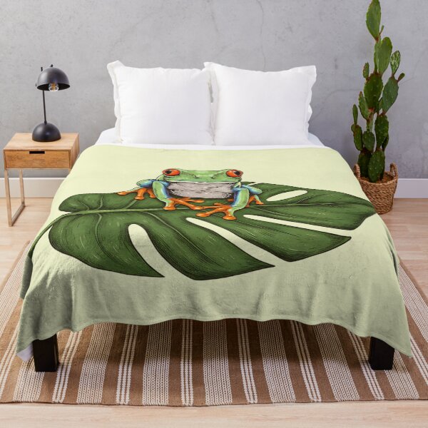 Item preview, Red Eyed Tree Frog on Tropical Leaf designed and sold by BirdsnStuff.