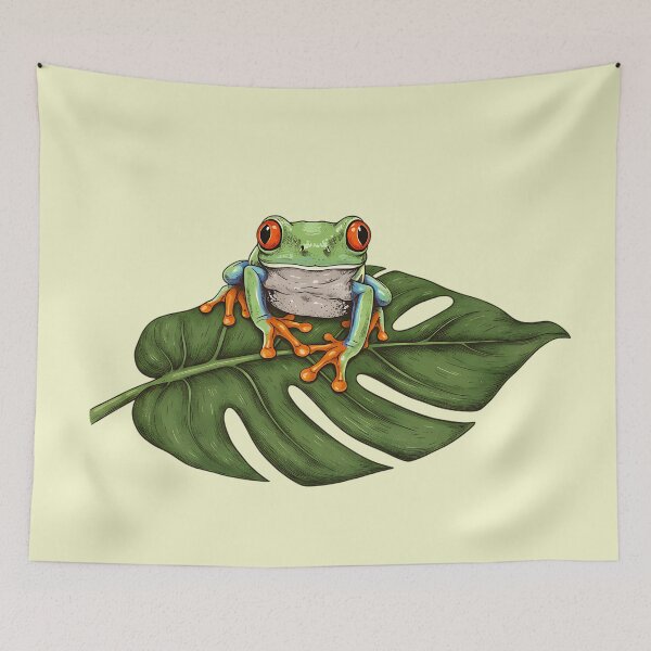Item preview, Red Eyed Tree Frog on Tropical Leaf designed and sold by BirdsnStuff.