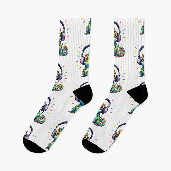 Item preview, Chameleon in headphones designed and sold by PrintLabStudio.