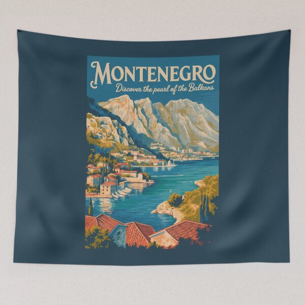 Item preview, Montenegro Balkans Illustration Travel Art Vintage designed and sold by KrisSidDesigns.