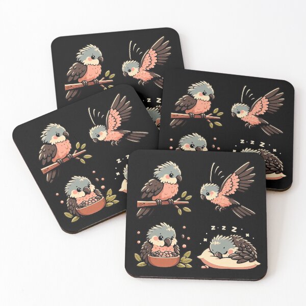 Item preview, Cute Galah Cockatoo – Pink and Grey Parrot Set designed and sold by GREENZ0NE.