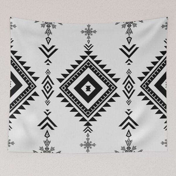 Aperçu de l'œuvre Motif vertical de style ethnique indien autochtone en noir et blanc. créée et vendue par Nengsang.