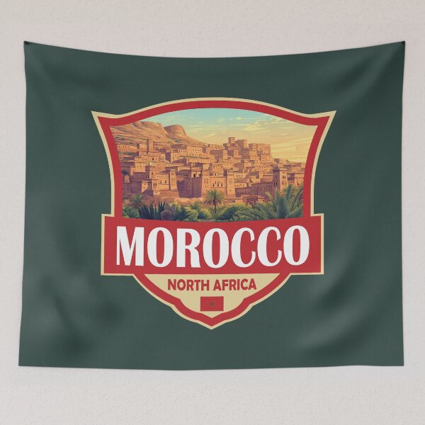 Item preview, Morocco Illustration Retro Badge designed and sold by KrisSidDesigns.