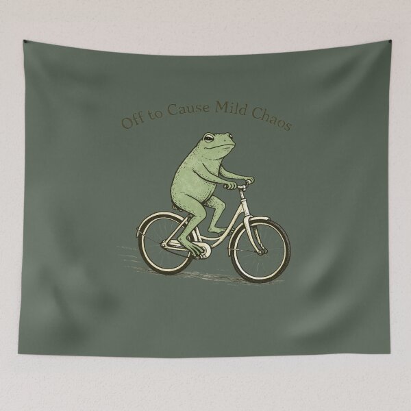 Item preview, Off to Cause Mild Chaos – Funny Frog on Bicycle designed and sold by PrintHorizonD.
