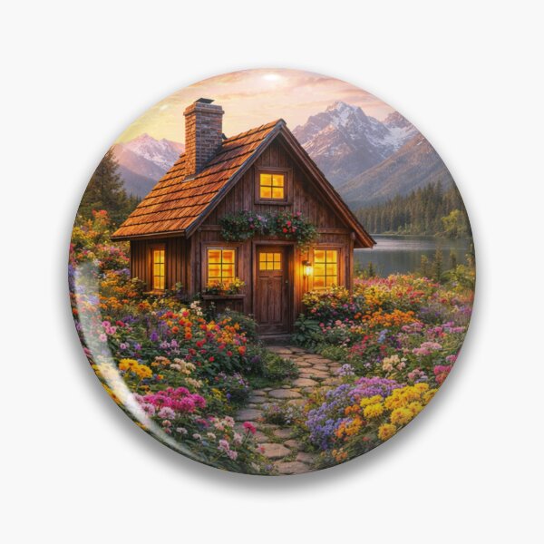 Item preview, Flowered Cabin Among Mountains at Sunrise designed and sold by JuViRo.