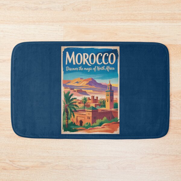 Item preview, Morocco Skyline Illustration Travel Art Vintage designed and sold by KrisSidDesigns.