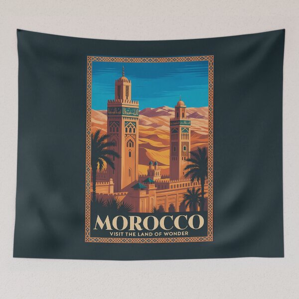 Item preview, Morocco Desert Illustration Travel Art Vintage designed and sold by KrisSidDesigns.