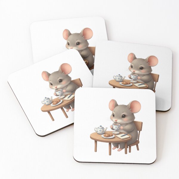 Item preview, Cute Mouse Drinking Tea at a Table - Cute Mouse & Hobbies Series designed and sold by EnlightArt.