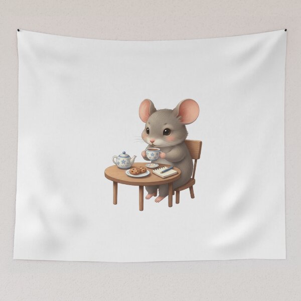 Item preview, Cute Mouse Drinking Tea at a Table - Cute Mouse & Hobbies Series designed and sold by EnlightArt.