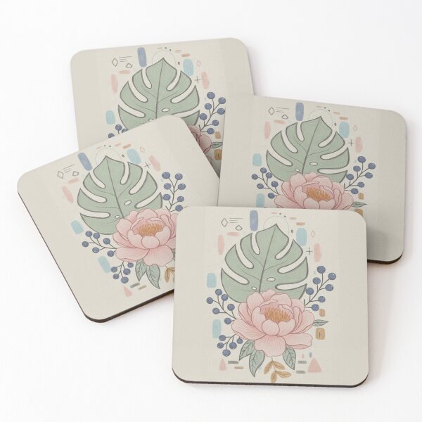 Item preview, Pastel Flower and Tropical Leaf Pattern designed and sold by snoWorkshop.