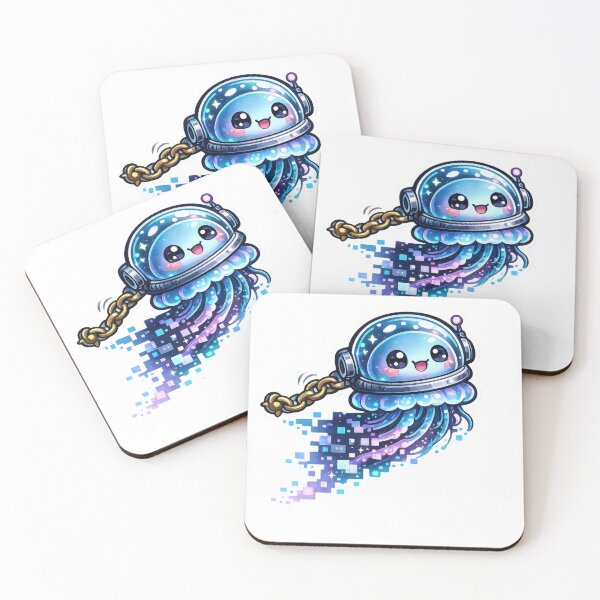 Item preview, Kawaii Jellyfish with Headphones Pixel Wave designed and sold by jgvisualarts.