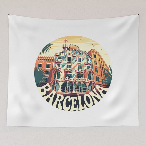 Item preview, Casa Batlló Barcelona Retro Art – Psychedelic 70s Architecture Illustration designed and sold by CircinusStore.