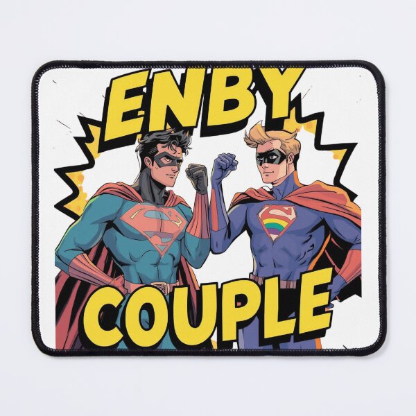 Item preview, Retro Comic Style Enby Couple Superhero Art designed and sold by rainbowgremlin.