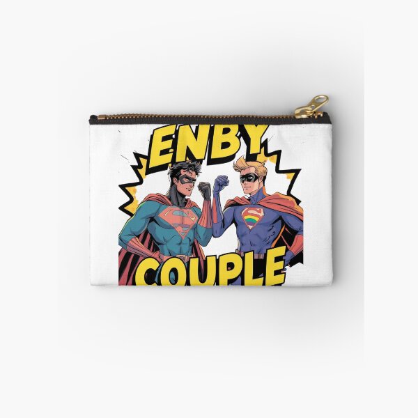 Item preview, Retro Comic Style Enby Couple Superhero Art designed and sold by rainbowgremlin.