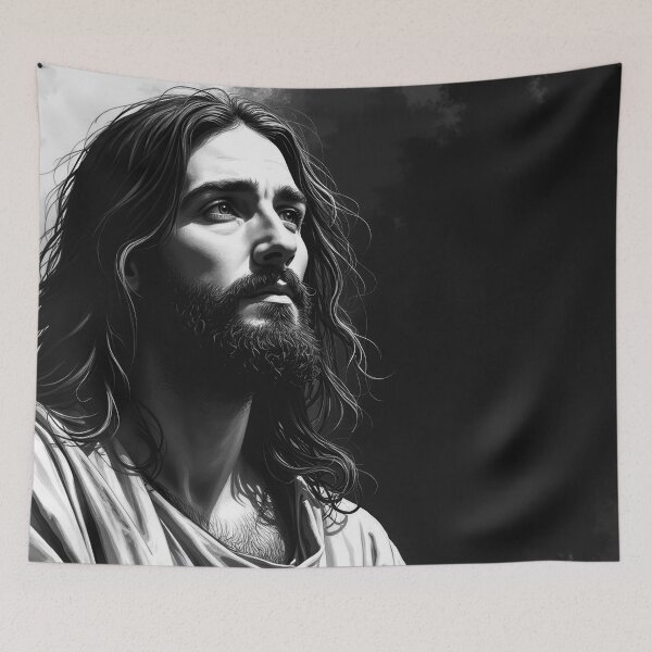 Item preview, Contemplative Jesus - Black & White Illustration designed and sold by Pastor Reeves Studio.
