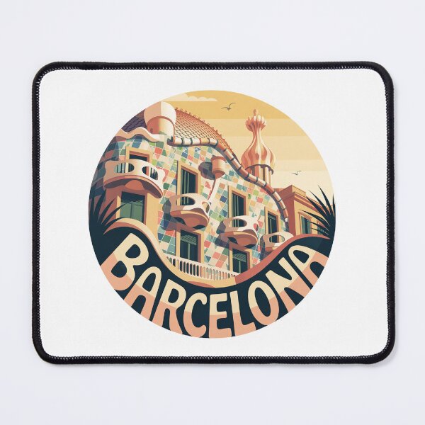 Item preview, Casa Batlló Gaudi View - Barcelona Retro Art - Psychedelic 70s Architecture Illustration designed and sold by CircinusStore.