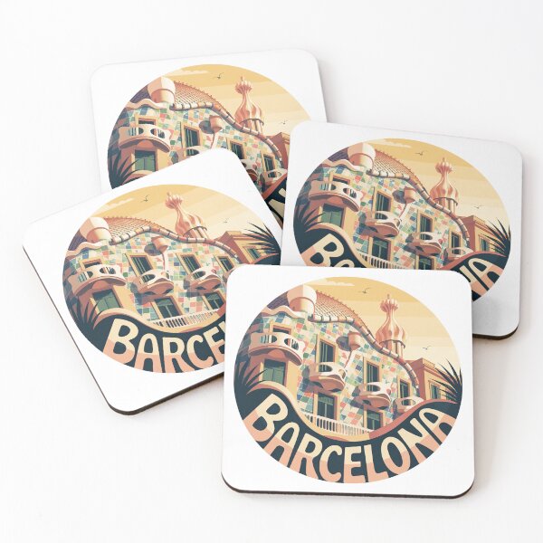 Item preview, Casa Batlló Gaudi View - Barcelona Retro Art - Psychedelic 70s Architecture Illustration designed and sold by CircinusStore.