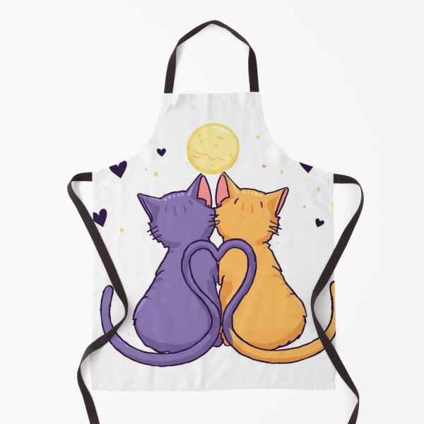 Item preview, Celestial Cat Couple Heart Tail Moon Art designed and sold by rainbowgremlin.