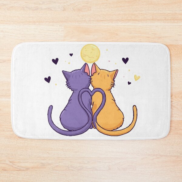 Item preview, Celestial Cat Couple Heart Tail Moon Art designed and sold by rainbowgremlin.