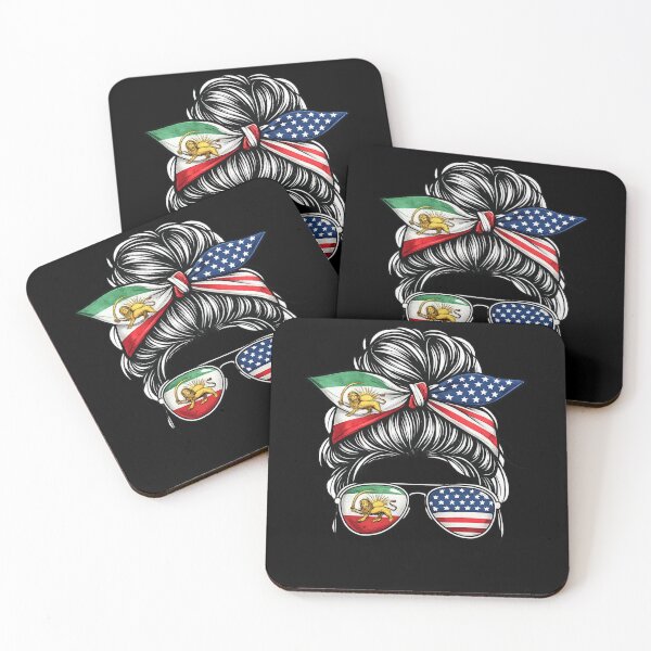 Item preview, Iranian American Woman Messy Bun Iran USA Flag Heritage designed and sold by SofenArt.