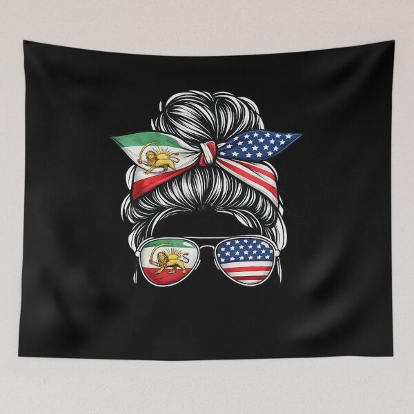 Item preview, Iranian American Woman Messy Bun Iran USA Flag Heritage designed and sold by SofenArt.