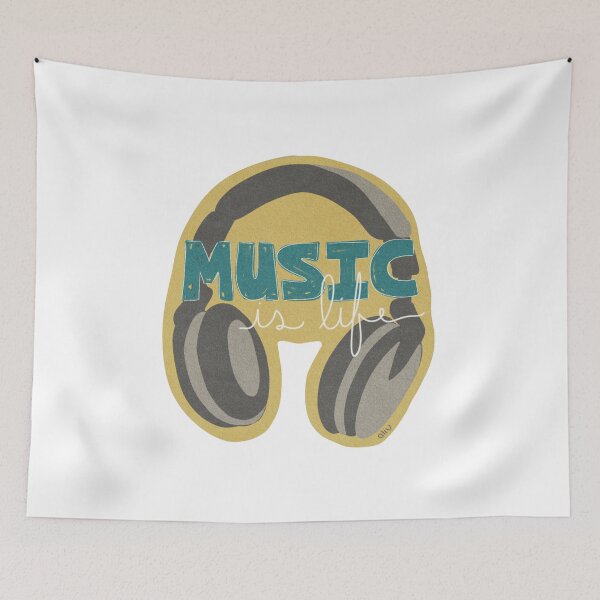 Item preview, Music Is Life Cozy Headphones designed and sold by BibidibuDesigns.