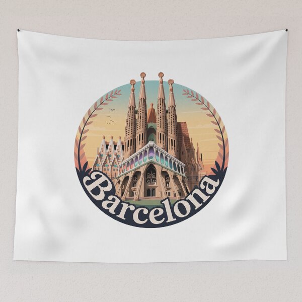 Item preview, Sagrada Familia Art - Barcelona Retro Art - Architecture Illustration designed and sold by CircinusStore.