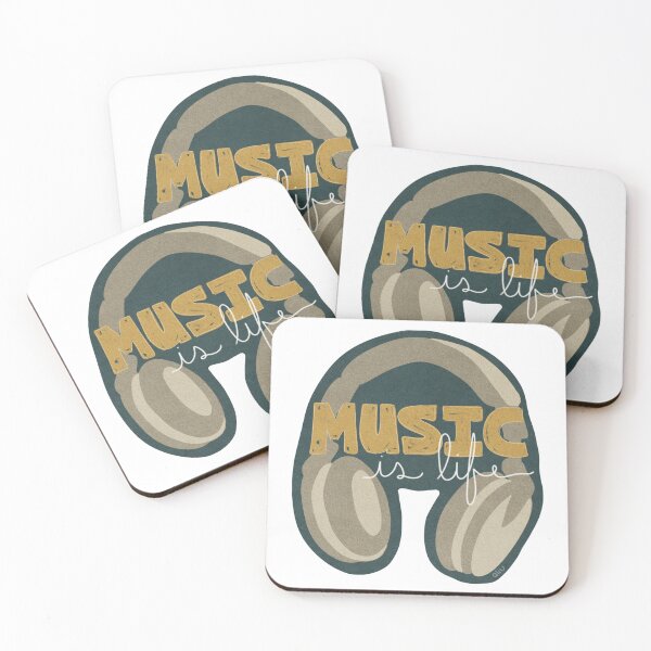 Item preview, Music Is Life Headphones Illustration- Teal designed and sold by BibidibuDesigns.