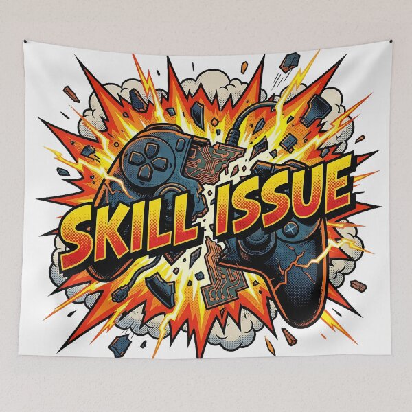 Item preview, Skill Issue Funny Exploding Controller Gaming Meme designed and sold by DigitalAnnaBanana.