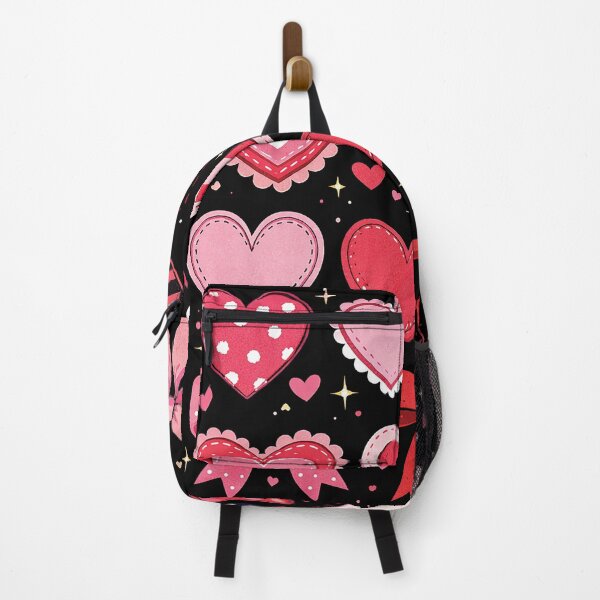 Item preview, Kawaii Heart and Bow Clipart Set – Cute Pink and Red Valentine’s Day Illustration on Black Background designed and sold by Gold Turtle Lina.