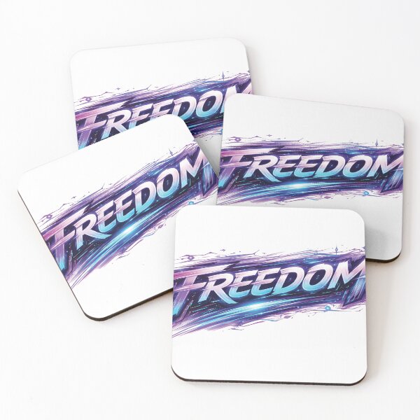 Item preview, FREEDOM Text Art – Futuristic Neon Graffiti Typography in Tech Style designed and sold by Gold Turtle  Lina.