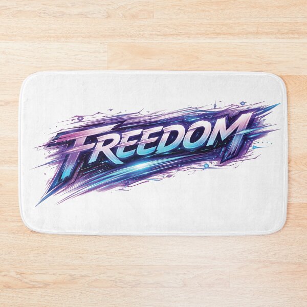 Item preview, FREEDOM Text Art – Futuristic Neon Graffiti Typography in Tech Style designed and sold by Gold Turtle  Lina.