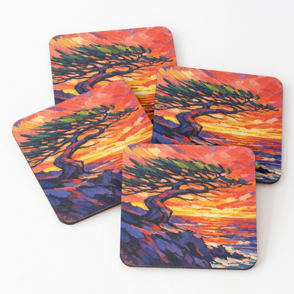 Item preview, Torrey Pine at Sunset – Vibrant Neo-Fauvist Coastal Tree Painting designed and sold by alw951.