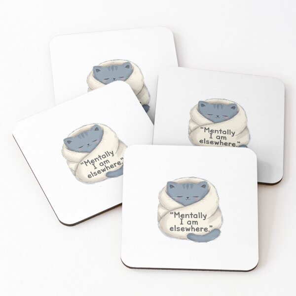 Item preview, Cat Quote Mentally I Am Elsewhere Illustration designed and sold by SassyArtistry.