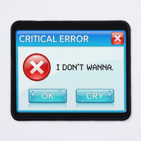 Item preview, Critical Error I Don't Wanna Funny Webcore Meme designed and sold by DigitalAnnaBanana.