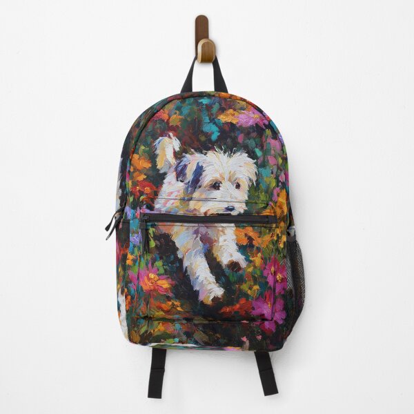 Item preview, A Havanese playing in a vibrant flower garden, Dogs in Motion designed and sold by CDC40.