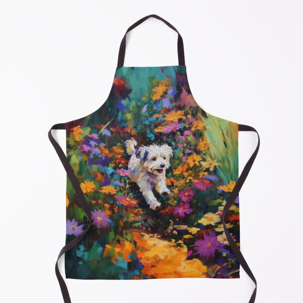 Item preview, A Havanese playing in a vibrant flower garden, Dogs in Motion designed and sold by CDC40.