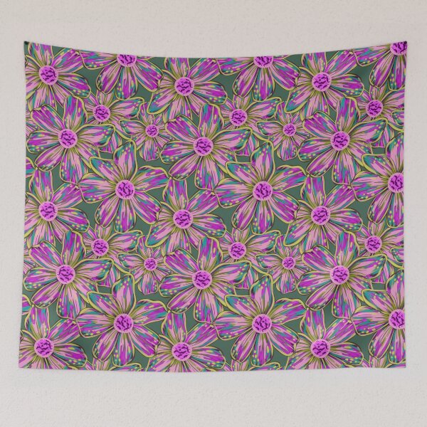 Item preview, Expressive Bold Painterly Florals Tropical Multicolored Purple Pink Green designed and sold by thecolorbirdie.