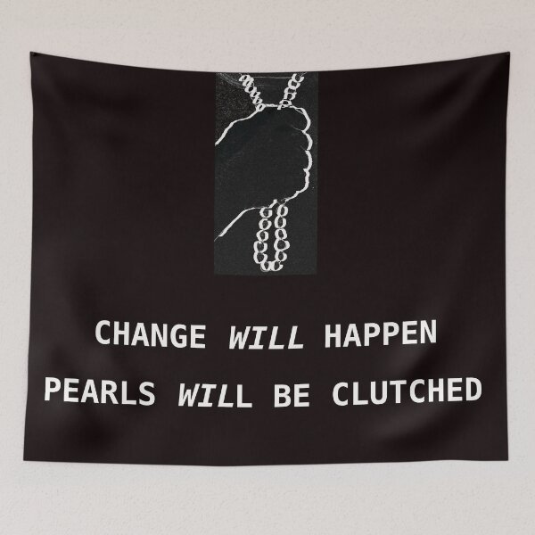 Item preview, Clutching pearls original art, white designed and sold by sparkysrandom.