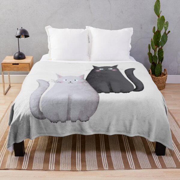 Item preview, Sad Cat Duo – White and Grey Moody Cat Illustration designed and sold by Brightful Creations .