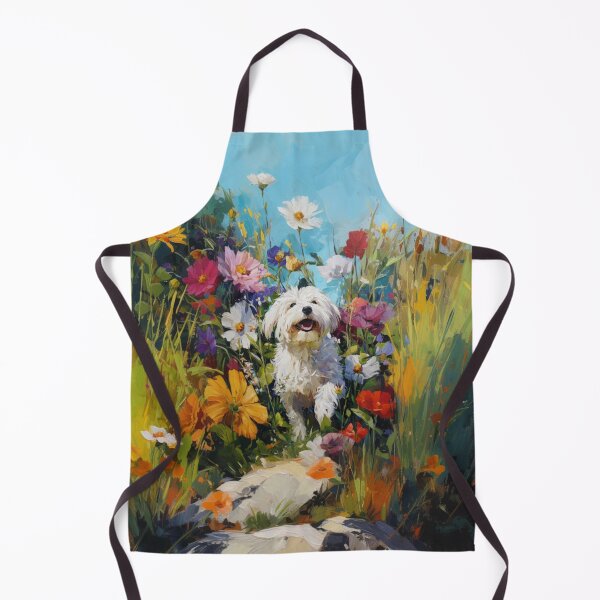 Item preview, A Havanese playing in a vibrant flower garden, Dogs in Motion designed and sold by CDC40.