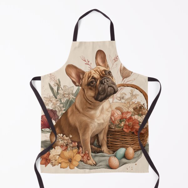Artikelvorschau, Niedliche Osterillustration einer französischen Bulldogge mit Frühlingsblumen und Eiern entworfen und verkauft von moodyfyit.