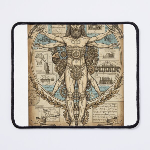 Item preview, Vitruvian Man Leonardo Da Vinci Geometry Dark Academia designed and sold by LEANBOY.